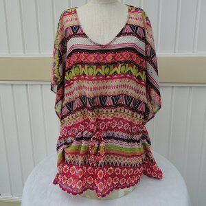 Sunny Leigh Size XL Sheer Blouse Butterfly Sleeves